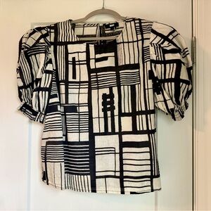 Black and Cream Geometric Women's Top